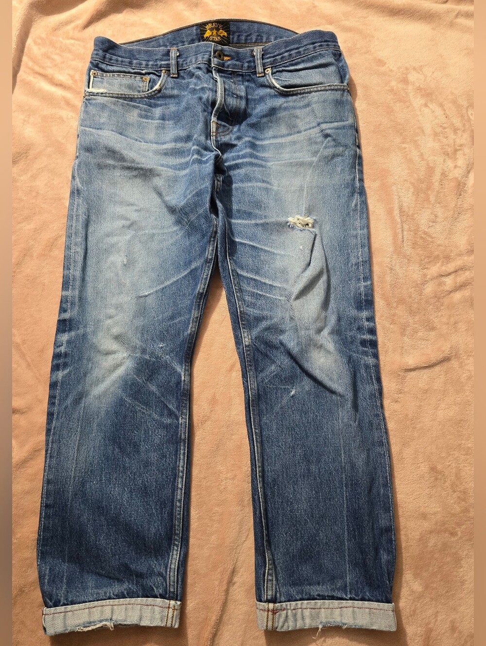 Brave Star Jeans Heavyweight Selvedge Denim Raw Button Fly USA 36